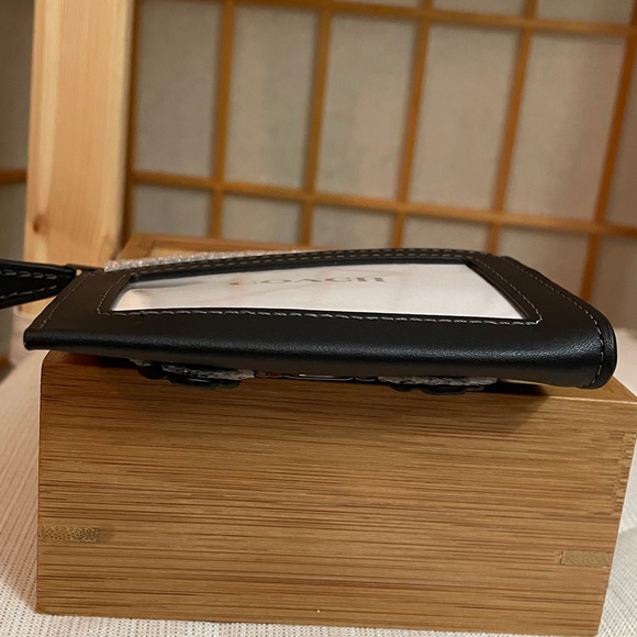 Coach Mini Skinny Id Case With Floral Applique Gunmetal/Black NWT - Picture 7 of 15